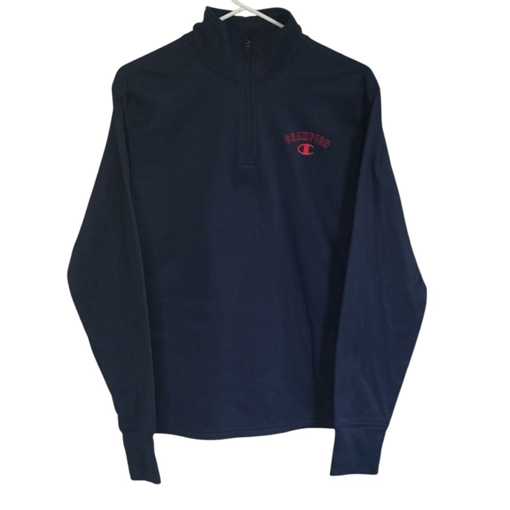 CHAMPION Men’s Athletic Lined Stretchy 1/4 Zip Casual Shirt Blue Size Small